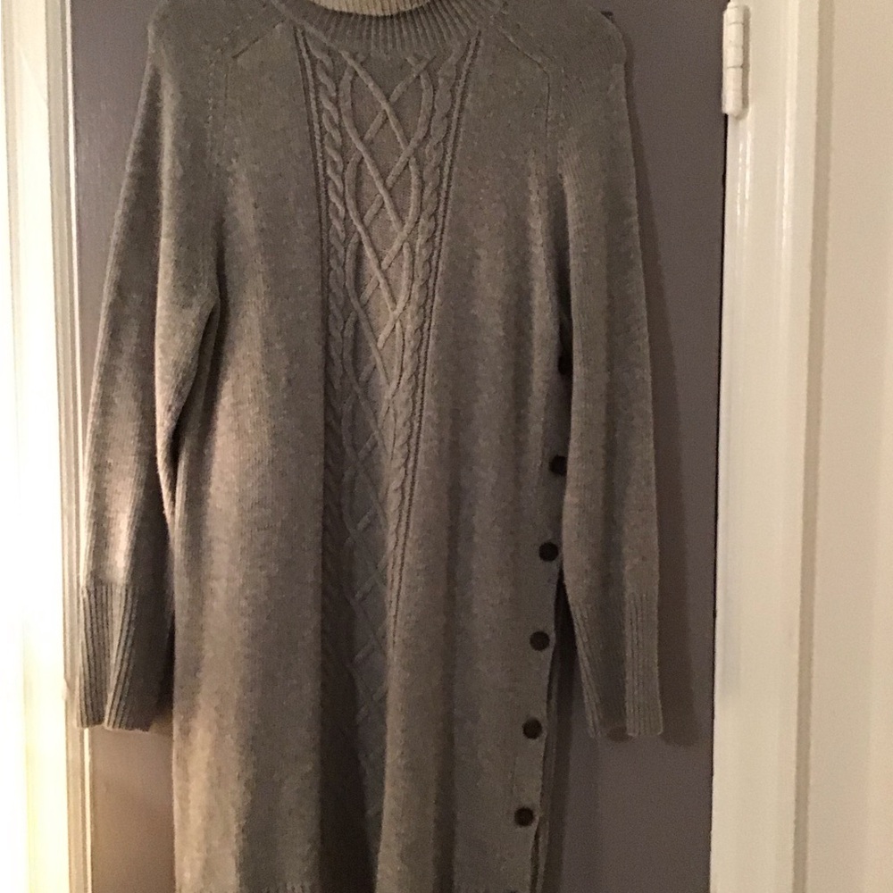 J. Crew Gray Cable Knit Turtleneck Sweater